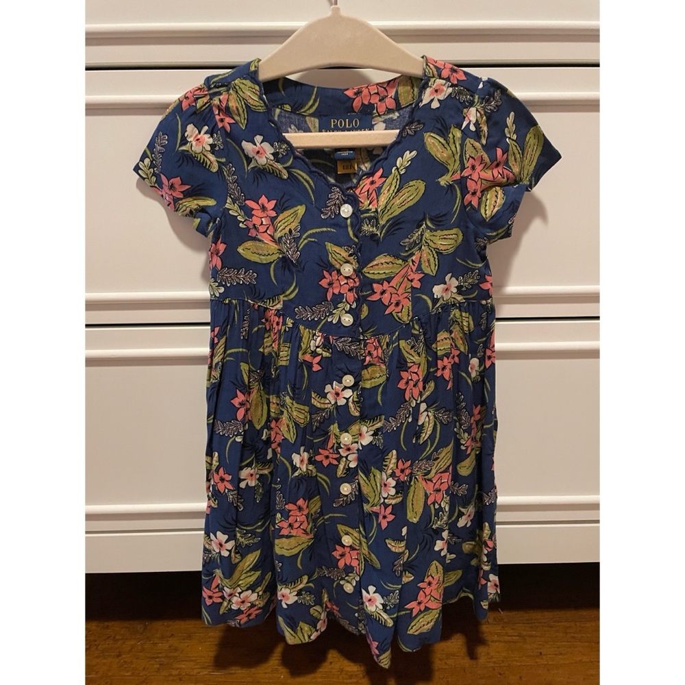 NWT Toddler Polo Floral Dress - Blue and Pink 2T